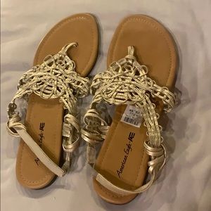 Gold metallic sandals worn once